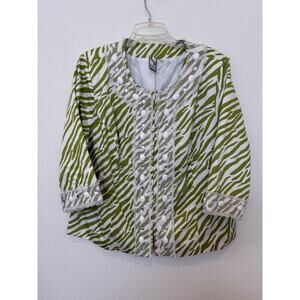 Silk‎ Land Women's Green Zebra Blazer Short Embellished XL